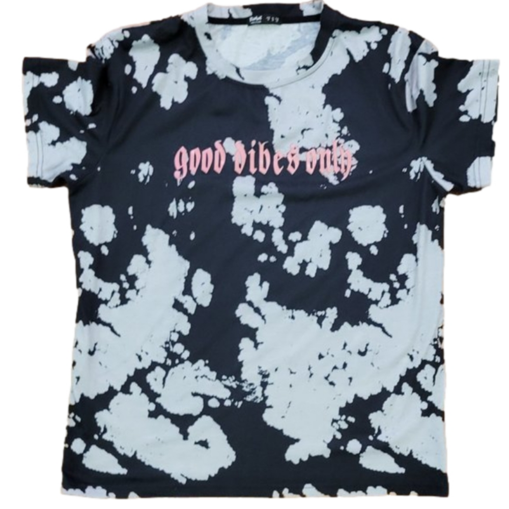 ROMWE "GOOD VIBES ONLY" BLACK AND WHITE TIE DYE TSHIRT